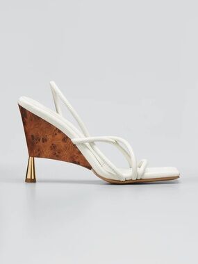 Gia Borghini x RHW Strappy Metallic-Heel Singback Sandals in White